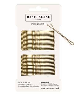 BasicSense 30 Stück kleine traditionelle gewellte Metall-Haarnadeln 5 mm Länge (hellblond) von Basic Sense