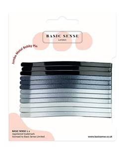 BasicSense Jumbo-Metall-Haarnadeln, robust und langlebig, robust, für dicke Haarnadeln, groß, Grau von Basic Sense