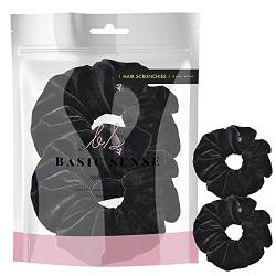 Luxuriöse hochwertige Samt-Haargummis für Hochsteckfrisuren, Pferdeschwanz, einfarbig, schwarz, 2 Stück von Basic Sense
