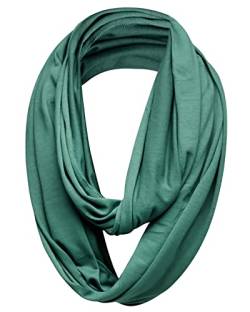 Unisex Jersey Circle Loop Infinity Plain Snood Schal Für Männer & Frauen, Tube Neck Warmer Soft 200g PREMIUM QUALITÄT 50% BAUMWOLLE Schals - 100% QUALITÄT GURANTEE (Dunkelgrün) von Basic Sense