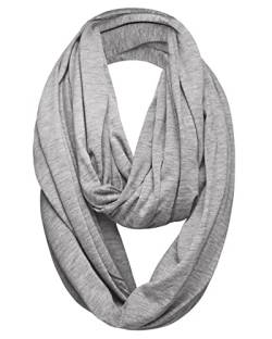 Unisex Jersey Circle Loop Infinity Plain Snood Schal Für Männer & Frauen, Tube Neck Warmer Soft 200g PREMIUM QUALITÄT 50% BAUMWOLLE Schals - 100% QUALITÄT GURANTEE (Hellgrau) von Basic Sense