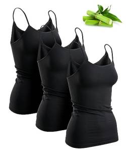 Basic Treasure (3er-Pack Premium Damen Bambus Unterhemd, Spaghetti Top Damen, Luftige und dünne Oberteile, Schwarz oder Weiß (Schwarz, S) von Basic Treasure