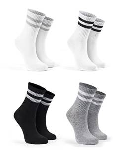 Basic Treasure (4er-Pack Tennis Sport Socken Kinder, Bio-Baumwolle, Tennissocken Kinder, Sportsocken für Jungen und Mädchen, Grau/Weiß/Schwarz (26/30) von Basic Treasure