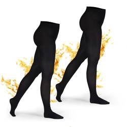 Basic Treasure 2 Paar Thermo Tights für Damen, Thermo Strumpfhose Damen Schwarz, Blickdichte Winterstrumpfhose FüßIg von Basic Treasure