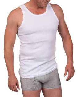 Basic Treasure 6er Pack Herren Unterhemd Weiß 100% Baumwolle, Baumwoll-Tanktop für Männer, Undurchsichtiges Weiss Tank top, Feinripp (Weiß, M) von Basic Treasure