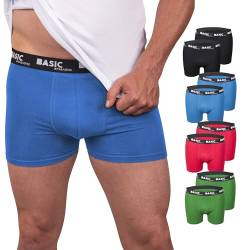 Basic Treasure 8 Paar Unterhosen Männer, Baumwolle Boxershorts Herren, Weiche Unterwäsche, Perfekte Passform (M, 8 Paar, Schwarz, Rot, Blau und Grün) von Basic Treasure