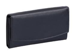 Damenlangbörse BASIC in Echt-Leder, schwarz, 17x10x2,5cm von Basic