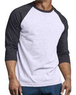 Herren 3/4 Ärmel Baseballshirt - Baumwolle Casual Jersey Shirts Tee Raglan, Anthrazit/H.Grey, XX-Large von BasicList