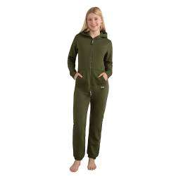 Basisstoff Jumpi Damen Jumpsuit Overall Onesie Einteiler Olivgrün Gr. S von Basisstoff