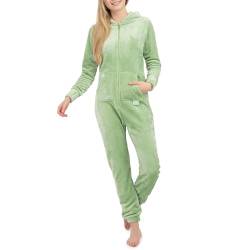 Basisstoff Kitten Damen Jumpsuit Teddy Fleece Grün Gr. M von Basisstoff