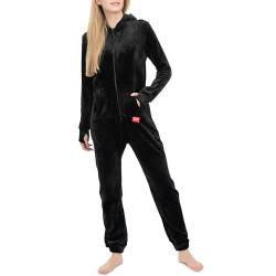 Basisstoff Kitten Damen Jumpsuit Teddy Fleece Schwarz Gr. M von Basisstoff