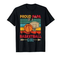 Vintage Retro Proud Papa Of A Basketball Player Family Girl T-Shirt von Basketball Father's Day Costume