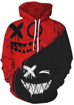 Basoteeuo 3D Druck Hoodie für Männer und Frauen Pullover Sweatshirts Galaxy Cool Neuheit Hoodies, Rot, schwarz, XX-Large von Basoteeuo