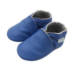 Basrakids Krabbelschuhe Baby Lauflernschuhe Hausschuhe Jungen Mädchen -Weiche Leder Babyhausschuhe rutschfeste Wildledersohlen Lederschuhe Kleinkind (22-23EU, Marineblau-B1) von Basrakids