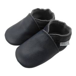 Basrakids Krabbelschuhe Baby Lauflernschuhe Hausschuhe Jungen Mädchen -Weiche Leder Babyhausschuhe rutschfeste Wildledersohlen Lederschuhe Kleinkind (24-25EU, Marineblau-A1) von Basrakids