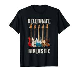 Bassgitarre Celebrate Diversity für Bass Player Bassist T-Shirt von Bass Gitarre Bekleidung & Geschenke by eleventeez