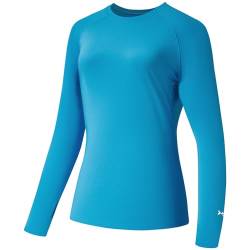 BASSDASH Damen-T-Shirt mit LSF 50+, UV-Sonnenschutz, langärmelig, Angeln, Wandern, Performance-Shirts, Brilliantes Blau, Groß von Bassdash