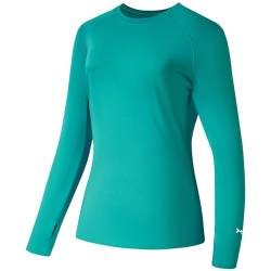 BASSDASH Damen-T-Shirt mit LSF 50+, UV-Sonnenschutz, langärmelig, Angeln, Wandern, Performance-Shirts, Pool Grün, Klein von Bassdash