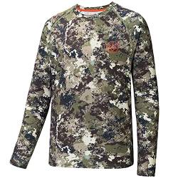 BASSDASH Herren Jagd Sonnenshirt UPF 50 Leichte Camo Performance Langarm Stretch Angeln Wandern Taktische Tees, Grunge, Camouflage, XX-Large von Bassdash