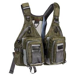 Bassdash Herren Angeln Weste Multifunktionsweste Damen Anglerweste verstellbare Größe mit 10 Taschen für Fliegenfischen Outdoor Freizeit von Bassdash