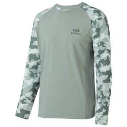 Bassdash Herren Langarmshirt Camo Shirt Performance mit 50 UPF Sonnenschutz Schnelltrocknend Camo gris cendré/Marron et vert cendré, M von Bassdash