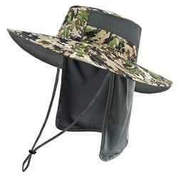Bassdash Sonnenhut Fischerhut Bucket Hut UPF 50+ UV-Schutz Wasserdichter taktischer Angelhut mit breiter Krempe Einstellbare Größe mit Abnehmbarer Halsklappe für Männer und Frauen von Bassdash