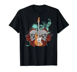 Bassgitarre Totenkopf Rote Rosen Bass Gitarre - Bassist T-Shirt von Basser Bassisten Geschenke & Ideen