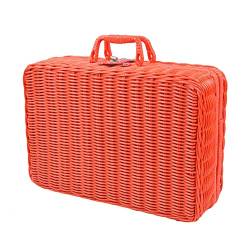 Bassulouda Damenhandtasche aus Rattan mit Schulterriemen, geflochten, Strandtasche, Stroh, Reisetasche, handgefertigt, Orange von Bassulouda