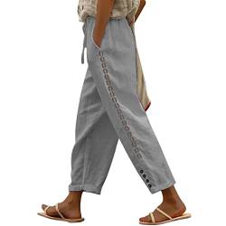 Bastwahl Sommer Hosen Damen Locker Leicht Casual Freizeit Pant Stoffhose Hohe Taille Dehnbar Gerades Bein Weite Leg Hose Sommerhose Locker Bequeme Hose Mit Tunnelzug Weitem Bein von Bastwahl