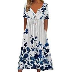 Sommerkleid Damen Knielang Elegant Boho Blumenkleid Musselin ltalienische Strandkleider Midi Kurz Sommer Tunika Kleider Leicht Blusenkleid Mode Tunikakleid Freizeitkleider Luftige Carmen Stufenkleid von Bastwahl