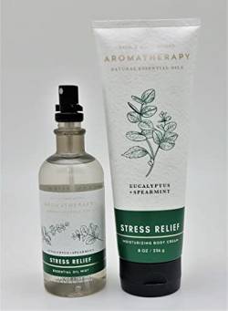 Bath & Body Works - Aromatherapie – Eukalyptus Spearmint – Stressabbau – 2-teiliges Bündel – ätherisches Öl – 157 ml – & Körpercreme – 227 ml von Bath & Body Works