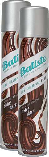 Batiste Trockenshampoo Dry Shampoo Divine Dark mit einem Hauch von Farbe für schwarzes und dunkelbraunes Haar, Frisches Haar für alle Haartypen, 2er Pack (2 x 200 ml) von Batiste