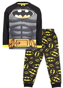 BATMAN - Kinder-Schlafanzug – Schwarz Langarm Pyjama Kostüm Design – 100% Baumwolle Nachtwäsche – Offizielles Merchandise-Produkt, Schwarz , 8-9 Jahre von Batman