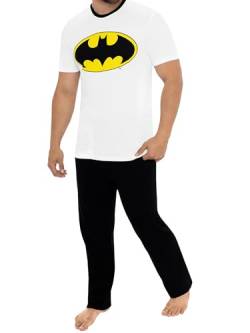 Batman Herren DC Comics Schlafanzug Weiß Small von Batman