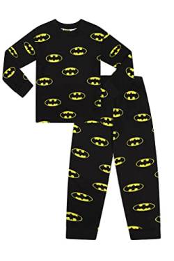 Batman Langer Pyjama-Set für Jungen, schwarz, gelbes Logo,, Schwarz , 110 von Batman
