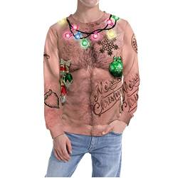 Batnott Herren Weihnachtspullover Ugly Christmas Shirt Männer Lustig Sexy Weihnachten 3D Print Langarm Tasche Sweatshirt Pullover Winter Sweatshirt Xmas Party Hemd Oversize Große Größen 3XL XXXL von Batnott