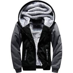 Batnott Mens Hoodie Winter warme Fleece Zipper Sweater Männe Jacke Outwear Mit Kapuze Mantel Outdoor Sweatjacke Jacke Herren Schwarz mit Fell von Batnott