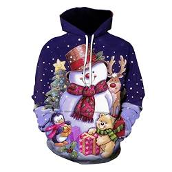 Herren Weihnachtspullover 3D Druck Kapuzenpullover Ugly Christmas Sweater Weihnachtspullover Herren Lustig 3D Weihnachtsmann Print Hässlicher Weihnachts Hoodie Pullover Große Größen von Batnott