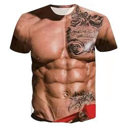 T Shirt Herren Lustig 3D Muskel Print Unisex T-Shirt 3D Druck Tee Shirt Sommer Beiläufige Grafik Kurzen Ärmeln Tops 3D T-Shirt Herren Muskeln Lustig Coole Druck Tshirt Muskeln Bluse von Batnott