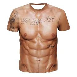 T Shirt Herren Lustig 3D Muskel Print Unisex T-Shirt 3D Druck Tee Shirt Sommer Beiläufige Grafik Kurzen Ärmeln Tops 3D T-Shirt Herren Muskeln Lustig Coole Druck Tshirt Muskeln Bluse von Batnott