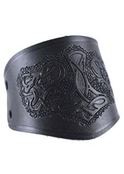 Battle-Merchant Armschützer aus Leder, mit Thorshammer, kurz - Armband Armstulpe Wikinger LARP Mittelalter Farbe schwarz von Battle-Merchant