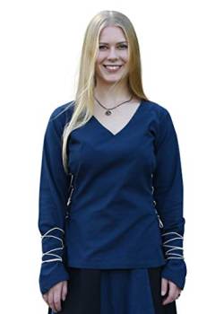 Battle-Merchant Mittelalter Bluse Aila mit Schnürung div. Farben S-XXL - Renaissance LARP Wikinger Damen (Blau, L) von Battle-Merchant