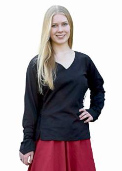 Battle-Merchant Mittelalter Bluse Aila mit Schnürung div. Farben S-XXL - Renaissance LARP Wikinger Damen (Schwarz, XXL) von Battle-Merchant