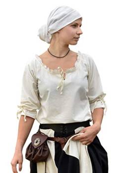 Battle-Merchant Mittelalter Bluse Birga | LARP Bluse aus Baumwolle mit 3/4 Arm | Mittelalter Kleidung für Damen (Natur/XL) von Battle-Merchant