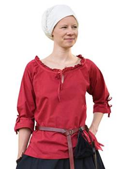 Battle-Merchant Mittelalter Bluse Birga | LARP Bluse aus Baumwolle mit 3/4 Arm | Mittelalter Kleidung für Damen (Rot/L) von Battle-Merchant