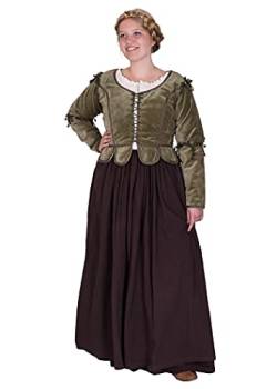 Battle-Merchant Mittelalter Damen Jacke Griselda aus Samt Baumwolle | Langarm mit Schnürungen | Kostüm Kleidung Corsage (Grün, XL) von Battle-Merchant