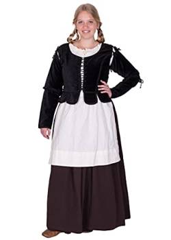 Battle-Merchant Mittelalter Damen Jacke Griselda aus Samt Baumwolle | Langarm mit Schnürungen | Kostüm Kleidung Corsage (Schwarz, XXL) von Battle-Merchant