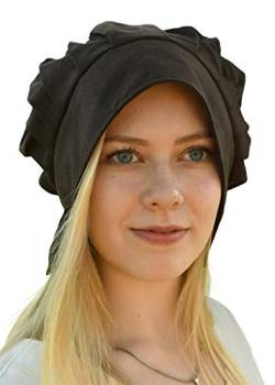 Battle-Merchant Mittelalter Haube mit gelegten Falten für Damen - Damenhaube - Mittelalterhaube - Kopfbedeckung (Braun) von Battle-Merchant