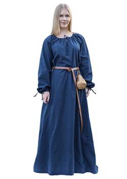 Battle-Merchant Mittelalter Kleid Ana Damen | Wikinger Kostüm Langarm bodenlang Baumwolle | LARP Gewandung (Blau, XL) von Battle-Merchant