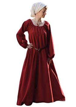 Battle-Merchant Mittelalter Kleid Ana Damen | Wikinger Kostüm Langarm bodenlang Baumwolle | LARP Gewandung (Rot, L) von Battle-Merchant